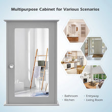 Costway Bathroom Wall Cabinet Single Mirror Door Cupboard Storage Medicine Cabinet Wood Shelf Grey