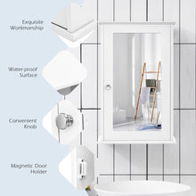 Costway Bathroom Wall Medicine Cabinet Single Mirror Door Cupboard Storage Wood Shelf White