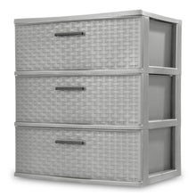 Sterilite 3 Drawer Wide Weave Tower Plastic, Cement, Case of 1