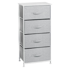 mDesign Tall Dresser Storage Tower Stand with 4 Removable Fabric Drawers - Steel Frame, Wood Top Organizer for Bedroom, Entryway, Closet - Lido Collection - Gray