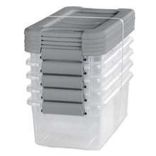 Sterilite 1.5 Gallon Plastic Latching Boxes, Titanium, 5 Count