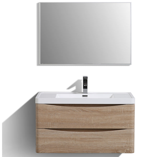 Eviva Smile 36" White Oak Modern Bathroom Vanity Set with Integrated White Acrylic Sink