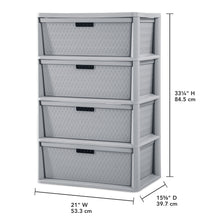 Sterilite Wide 4 Drawer Cross-Weave Tower Cement