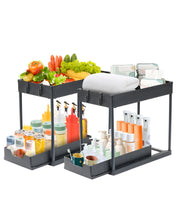 Under Sink Organizer,2 Pack Under Sliding Cabinet Basket Organizers, 2 Tier Under Bathroom Organizer