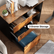 Devaise 3-Drawer Wood File Cabinet, Rustic Brown