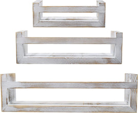 Sorbus Floating Shelves - Rustic Floating Book Shelves Wall Mount Wooden Hanging Ledge Storage Shelf Organizer
