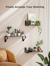 AMADA Home Furninshing Floating Shelves Wall Mounted Set of 3, Rustic Wood Wall Shelves for Bedroom, Bathroom, Living Room & Decoration, Gray