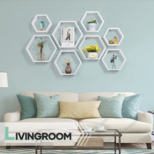 Hexagonal Floating Shelves Wall Mounted, Set of 5 Wood Farmhouse Storage Honeycomb Wall Shelf for Bathroom