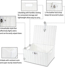 Honygebia White Woven Storage Baskets - Decorative Nesting Boxes with Lids and Locks, Easy Clean (Set of 3)