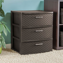 Sterilite 3-Drawer Wide Weave Design Storage Tower, Brown, Case of 1
