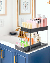 Under Sink Organizer,2 Pack Under Sliding Cabinet Basket Organizers, 2 Tier Under Bathroom Organizer