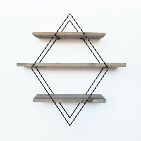 Alyssa Handmade Solid Wood Metal Wire Wall Shelf