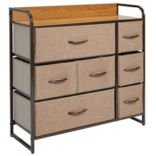 mDesign Dresser Storage Furniture Organizer - Large Standing Unit for Bedroom, Office, Entryway, Living Room and Closet - 7 Removable Fabric Drawers - Coffee/Espresso Brown