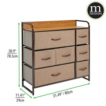 mDesign Dresser Storage Furniture Organizer - Large Standing Unit for Bedroom, Office, Entryway, Living Room and Closet - 7 Removable Fabric Drawers - Coffee/Espresso Brown