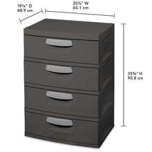 Sterilite 4 Drawer Unit Plastic, Flat Gray