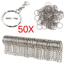 10/50pcs Metal Silver Blank Keyring Keychain
